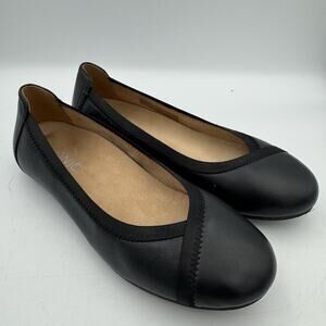 Vionic Women's Caroll Black Leather Ballet Flats Shoes Size 6